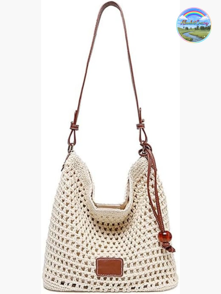 Small Crochet String Bag Handwoven Summer Beach Knitted Shoulder Bag Purse
